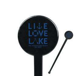 Live Love Lake 7" Round Plastic Stir Sticks - Black - Double Sided (Personalized)
