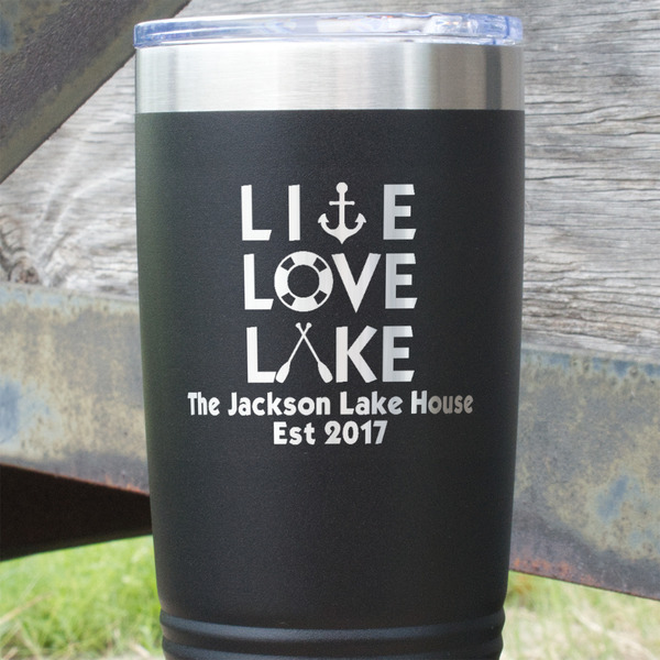 Live Love Lake Black Polar Camel Tumbler - 20oz - Close Up