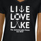 Live Love Lake Black V-Neck T-Shirt on Model - CloseUp