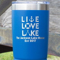 Live Love Lake 20 oz Stainless Steel Tumbler - Royal Blue - Single Sided (Personalized)