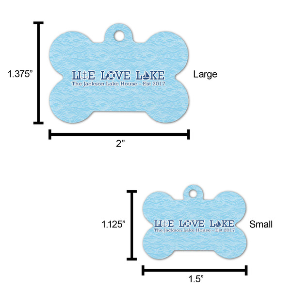 Live Love Lake Bone Shaped Dog ID Tag - Large - Scale