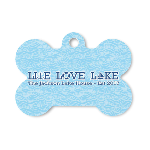 Custom Live Love Lake Bone Shaped Dog ID Tag - Small (Personalized)