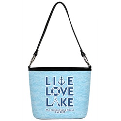 Live Love Lake Bucket Bag w/ Genuine Leather Trim (Personalized)