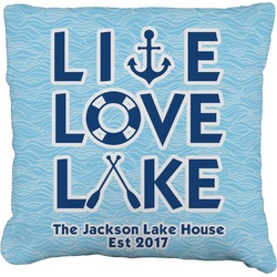 Live Love Lake Faux-Linen Throw Pillow 16" (Personalized)