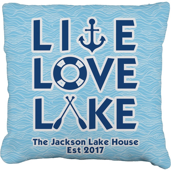 Custom Live Love Lake Faux-Linen Throw Pillow 16" (Personalized)