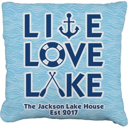 Live Love Lake Faux-Linen Throw Pillow 18" (Personalized)