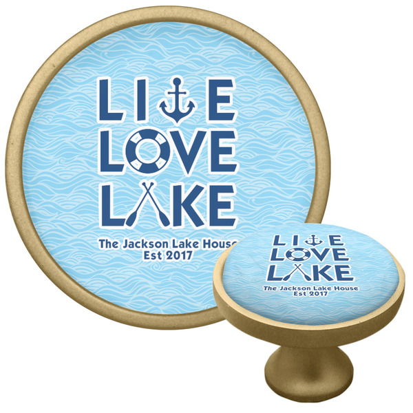 Custom Live Love Lake Cabinet Knob - Gold (Personalized)