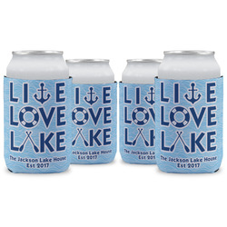 Live Love Lake Can Cooler (12 oz) - Set of 4 w/ Name or Text
