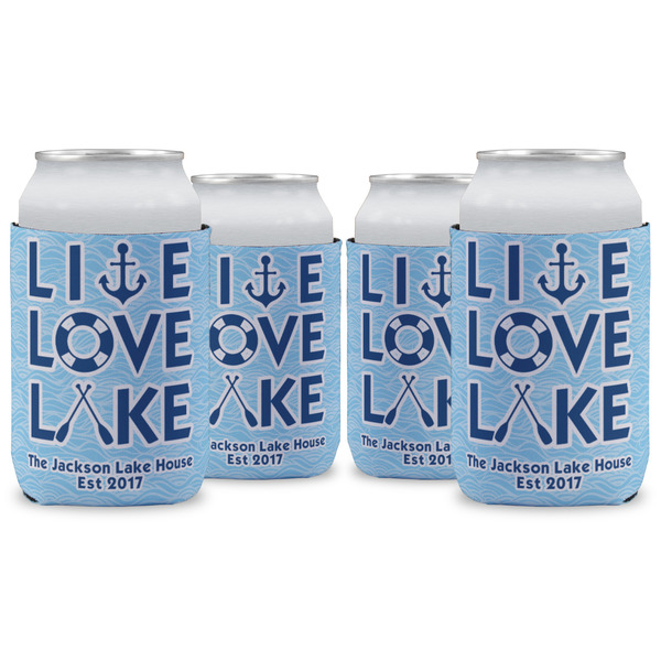 Custom Live Love Lake Can Cooler (12 oz) - Set of 4 w/ Name or Text