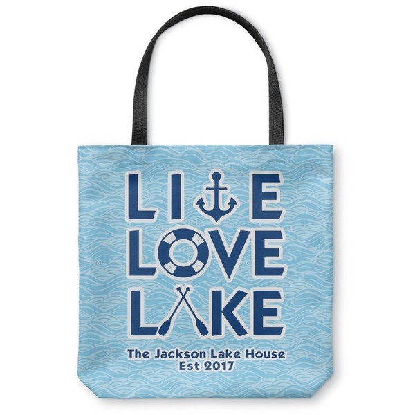 Custom Live Love Lake Canvas Tote Bag - Large - 18"x18" (Personalized)
