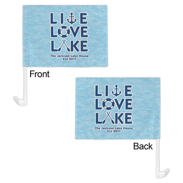 Live Love Lake Car Flag - 11" x 8" - Front & Back View