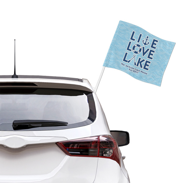 Live Love Lake Car Flag - Large - LIFESTYLE