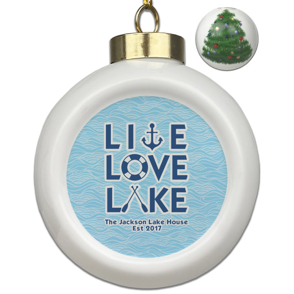 Custom Live Love Lake Ceramic Ball Ornament - Christmas Tree (Personalized)