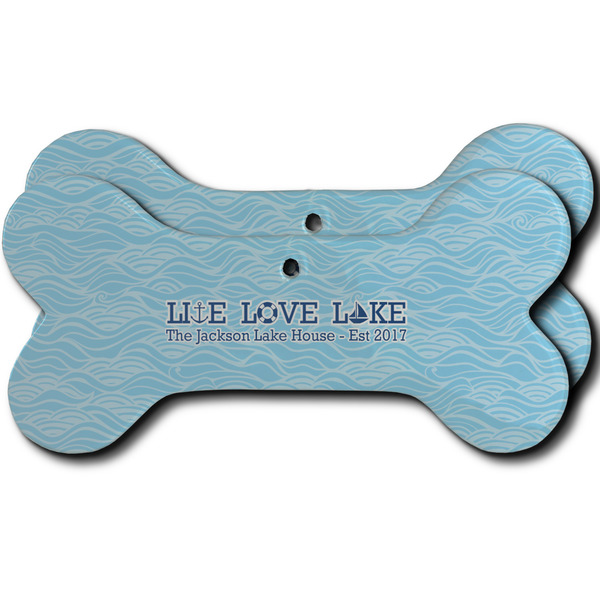 Custom Live Love Lake Ceramic Dog Ornament - Front & Back w/ Name or Text