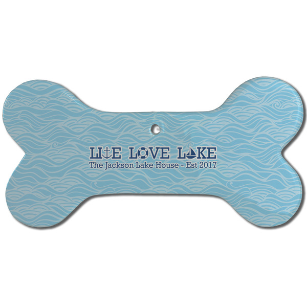 Custom Live Love Lake Ceramic Dog Ornament - Front w/ Name or Text