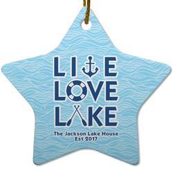 Live Love Lake Star Ceramic Ornament w/ Name or Text