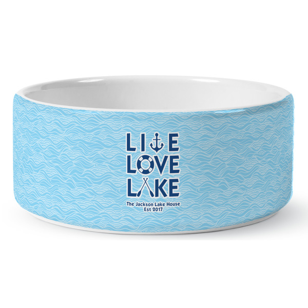 Custom Live Love Lake Ceramic Dog Bowl - Large (Personalized)