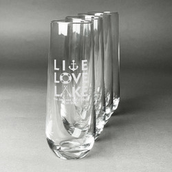 Live Love Lake Champagne Flute - Stemless Engraved (Personalized)