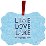 Live Love Lake Metal Frame Ornament - Double Sided w/ Name or Text