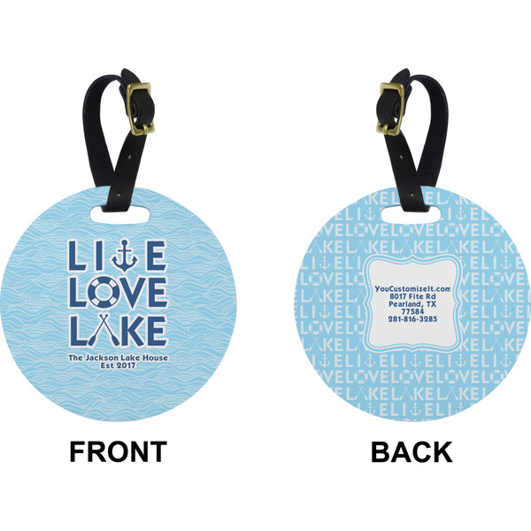 Live Love Lake Circle Luggage Tag (Front + Back)