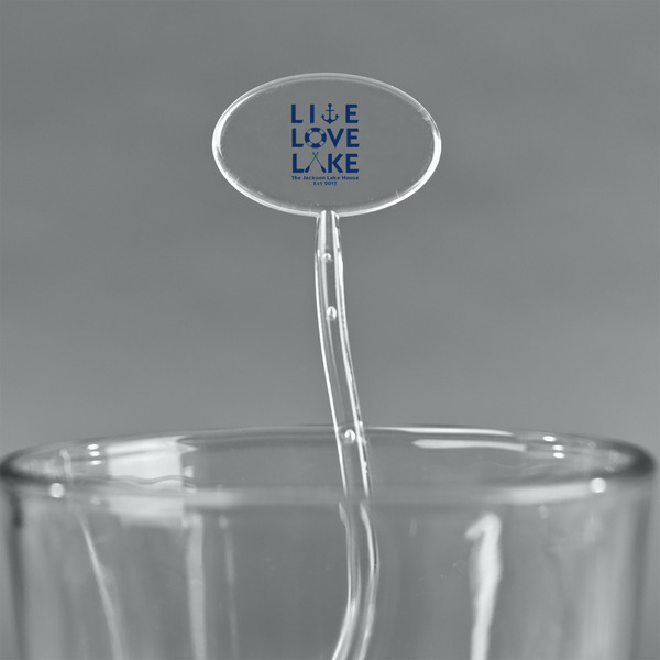 Live Love Lake Clear Plastic 7" Stir Stick - Oval - Main