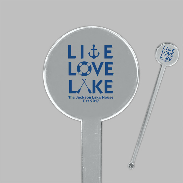 Live Love Lake Clear Plastic 7" Stir Stick - Round - Closeup