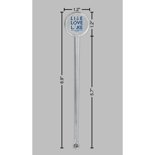 Live Love Lake Clear Plastic 7" Stir Stick - Round - Dimensions