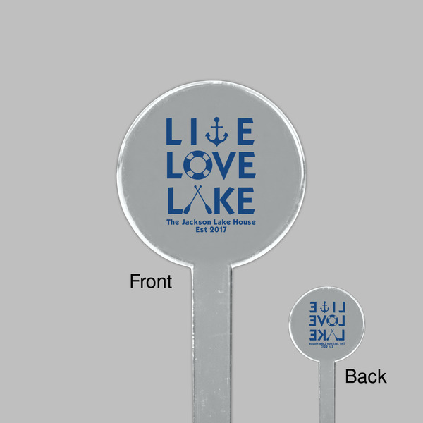 Live Love Lake Clear Plastic 7" Stir Stick - Round - Front & Back