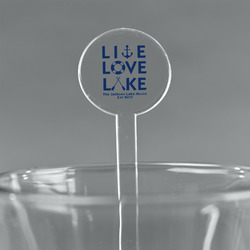 Live Love Lake 5.5" Round Plastic Stir Sticks - Clear (Personalized)