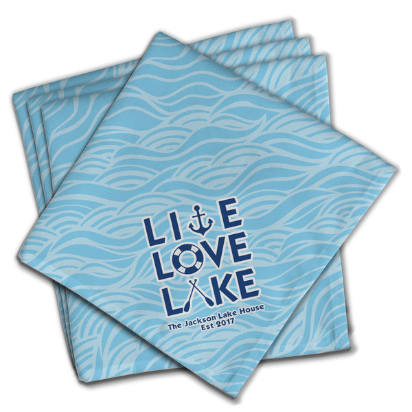 Custom Live Love Lake Cloth Napkins (Set of 4) (Personalized)