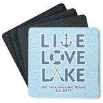 Live Love Lake Square Rubber Backed Coasters - Set of 4 (Personalized)