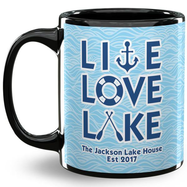 Custom Live Love Lake 11 Oz Coffee Mug - Black (Personalized)