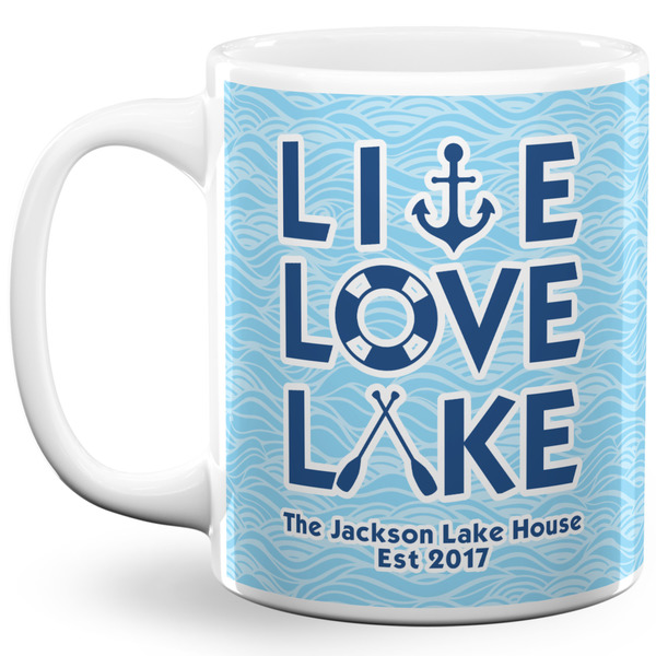 Custom Live Love Lake 11 Oz Coffee Mug - White (Personalized)