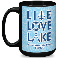 Live Love Lake 15 Oz Coffee Mug - Black (Personalized)