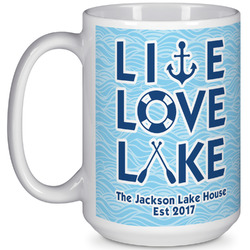 Live Love Lake 15 Oz Coffee Mug - White (Personalized)