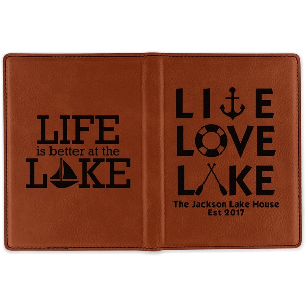 Lake House Quotes and Sayings Cognac Leather Passport Holder Outside Double Sided - Apvl