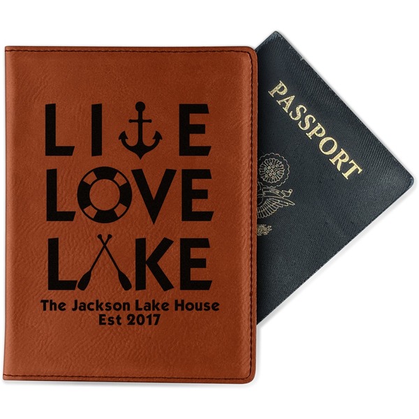 Custom Live Love Lake Passport Holder - Faux Leather - Double Sided (Personalized)