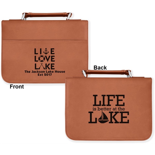 Live Love Lake Cognac Leatherette Bible Covers - Large Double Sided Apvl