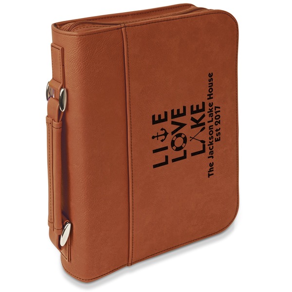 Custom Live Love Lake Leatherette Bible Cover with Handle & Zipper - Small - Double Sided (Personalized)
