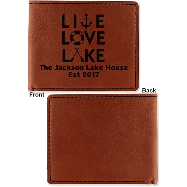 Lake House Quotes and Sayings Cognac Leatherette Bifold Wallets - Front and Back Single Sided - Apvl