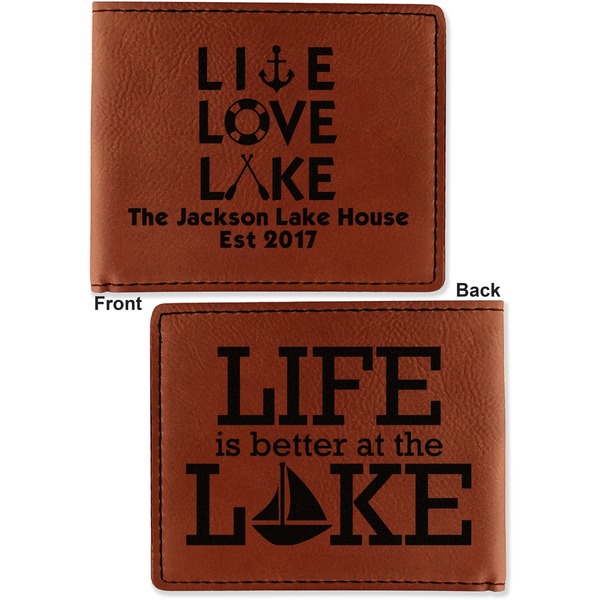 Lake House Quotes and Sayings Cognac Leatherette Bifold Wallets - Front and Back