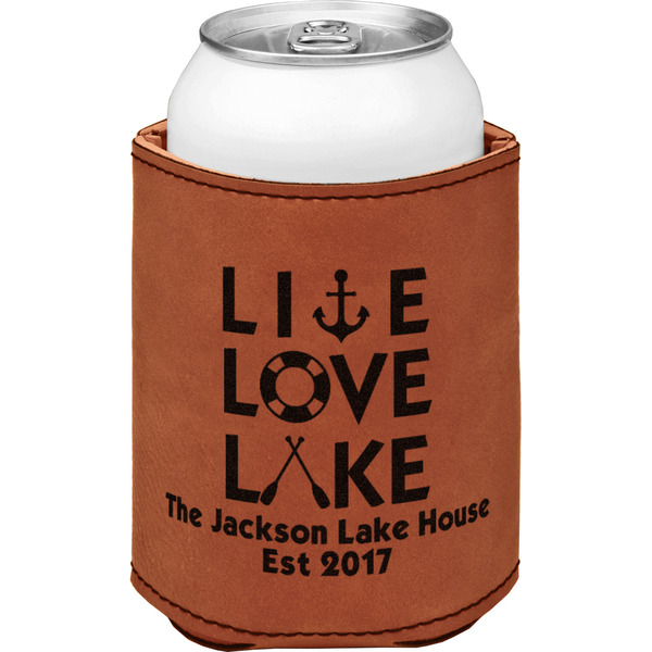 Custom Live Love Lake Leatherette Can Sleeve - Double Sided (Personalized)