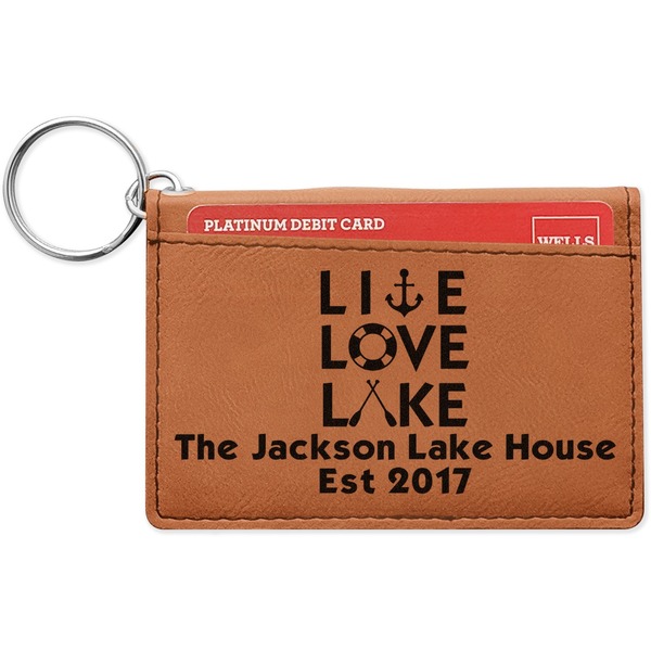 Custom Live Love Lake Leatherette Keychain ID Holder - Double Sided (Personalized)