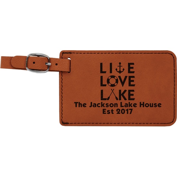 Custom Live Love Lake Leatherette Luggage Tag (Personalized)