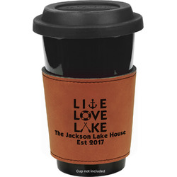 Live Love Lake Leatherette Cup Sleeve - Double Sided (Personalized)