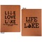 Live Love Lake Cognac Leatherette Portfolios with Notepad - Large - Double Sided - Apvl
