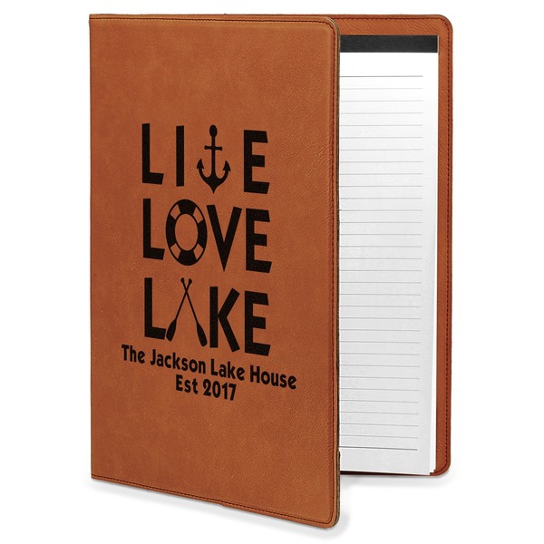 Custom Live Love Lake Leatherette Portfolio with Notepad - Large - Single Sided (Personalized)