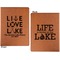 Live Love Lake Cognac Leatherette Portfolios with Notepad - Small - Double Sided- Apvl