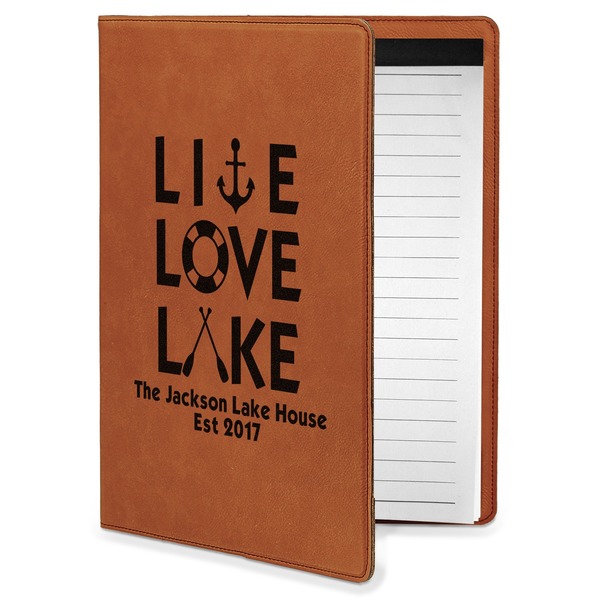 Custom Live Love Lake Leatherette Portfolio with Notepad - Small - Double Sided (Personalized)