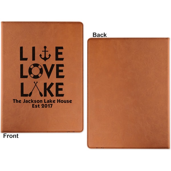 Live Love Lake Cognac Leatherette Portfolios with Notepad - Small - Single Sided- Apvl